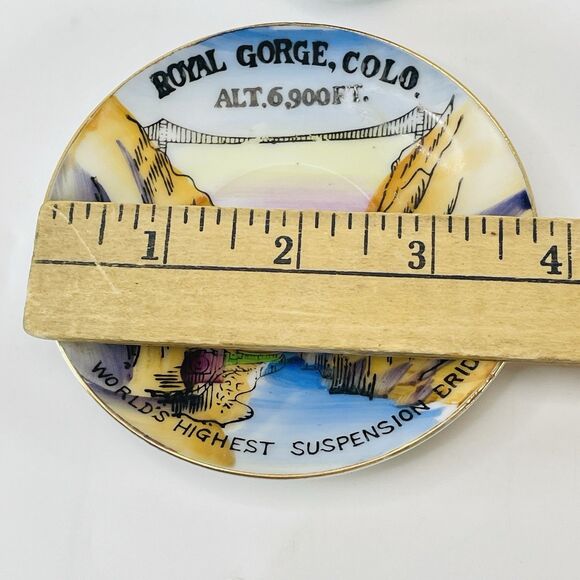 Vtg Royal Gorge Colorado Souvenir Porcelain Cup and Saucer Set Hand Painted 1960 - Picture 8 of 10
